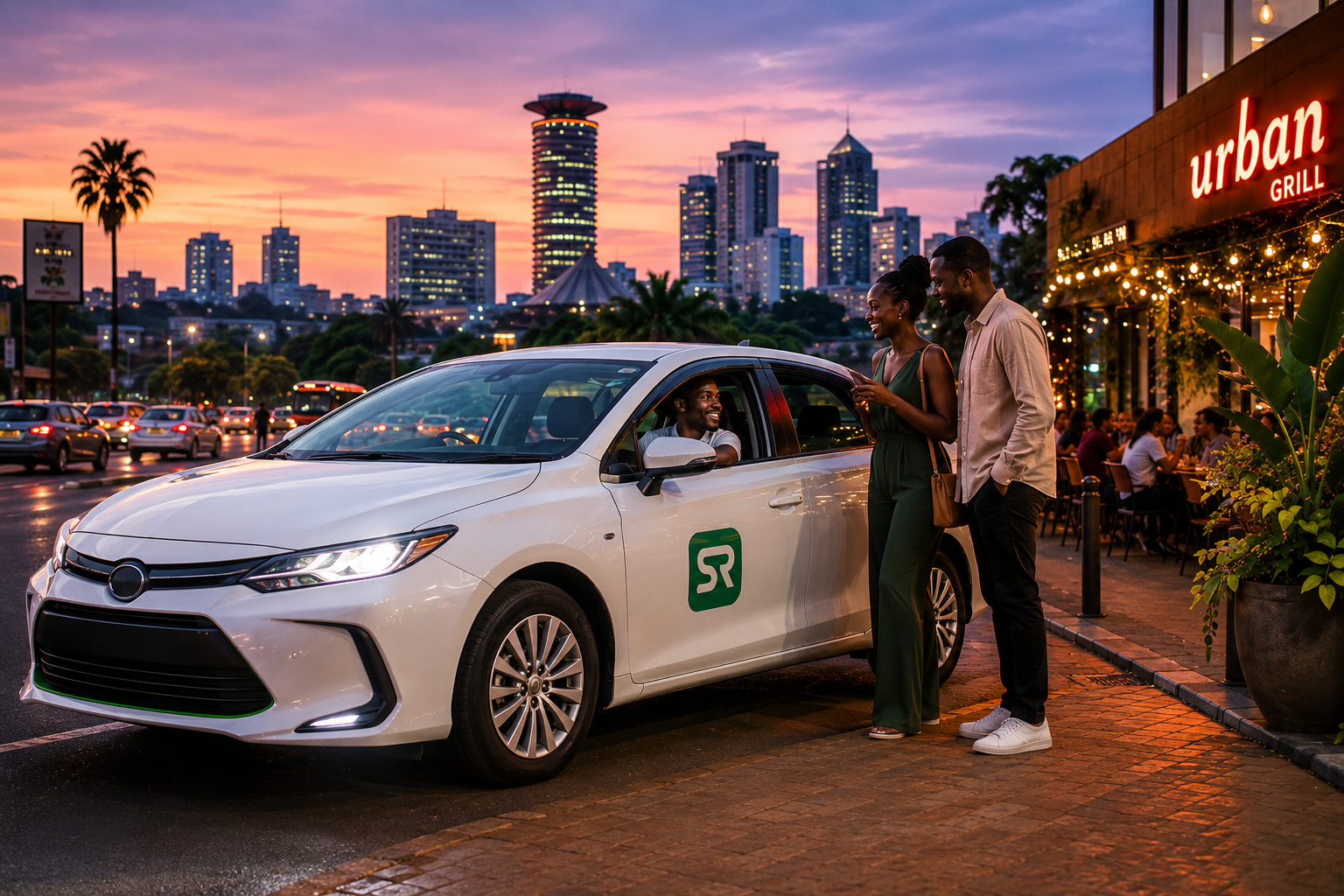SafiriRide passengers meeting their driver in Nairobi, Kenya